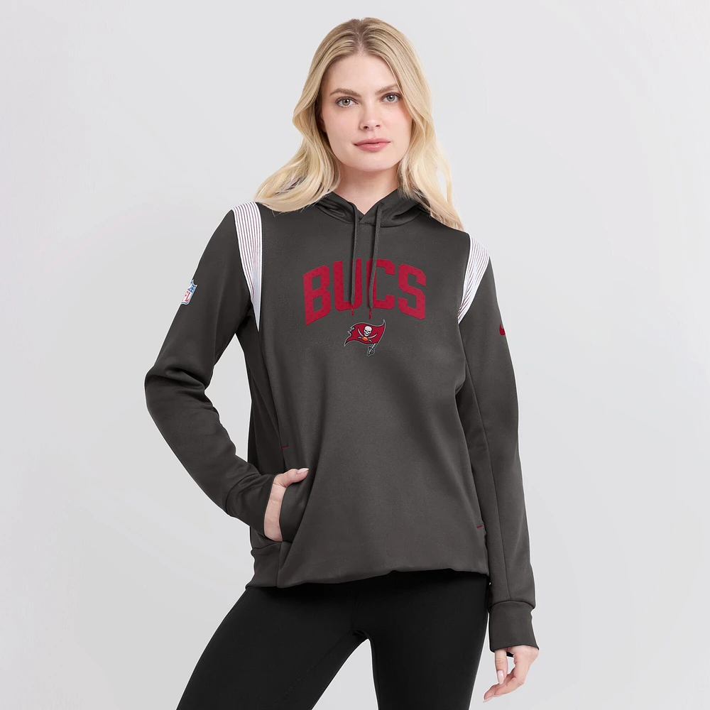 Women's Nike Pewter Tampa Bay Buccaneers Sideline Stack Performance Pullover Hoodie