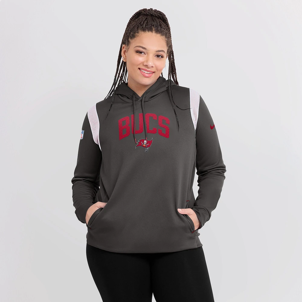 Women's Nike Pewter Tampa Bay Buccaneers Sideline Stack Performance Pullover Hoodie