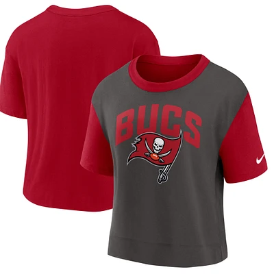 T-shirt Nike Tampa Bay Buccaneers High Hip Fashion rouge/étain pour femme