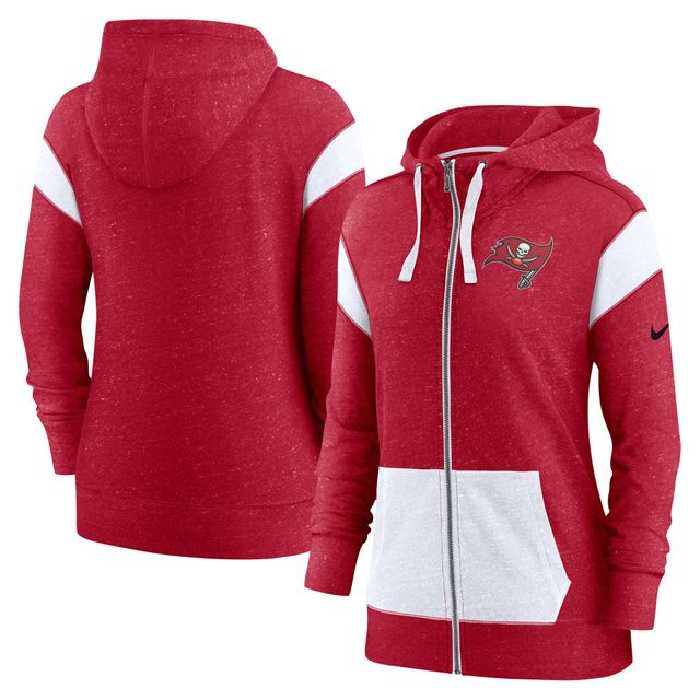 Nike Tampa Bay Buccaneers Monaco rouge/blanc pour femme - Chandail à capuchon avec fermeture éclair sur toute la longueur