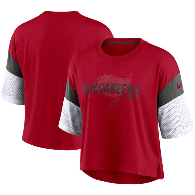 Haut court Performance Nike Tampa Bay Buccaneers Nickname Tri-Blend Rouge/Blanc pour Femme