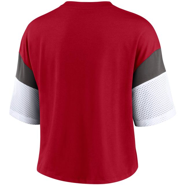 Haut court Performance Nike Tampa Bay Buccaneers Nickname Tri-Blend Rouge/Blanc pour Femme