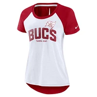 T-shirt à manches raglan Nike Tampa Bay Buccaneers Primetime pour femme, rouge/blanc