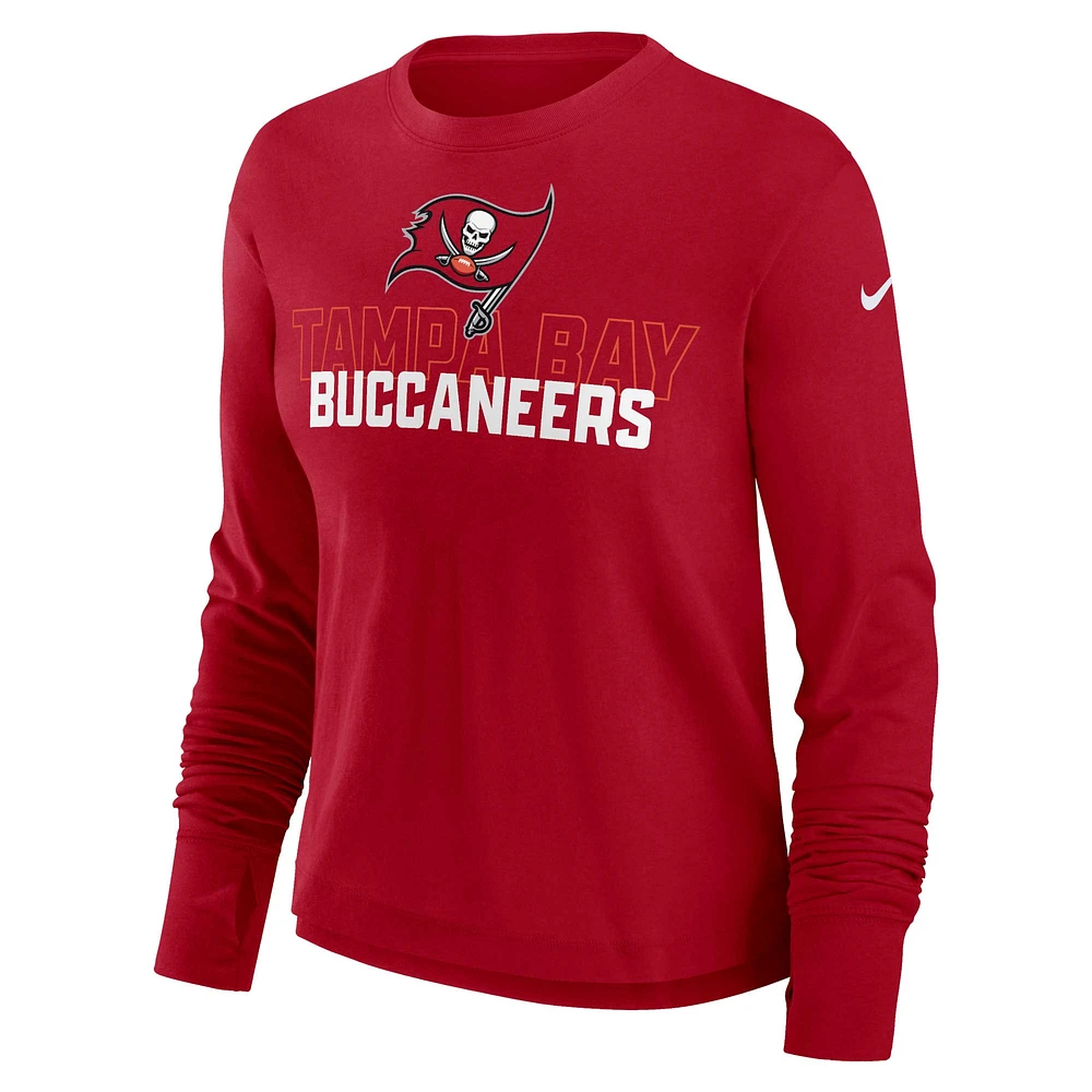 Women's Nike Red Tampa Bay Buccaneers Modest Crop Performance Long Sleeve T-Shirt