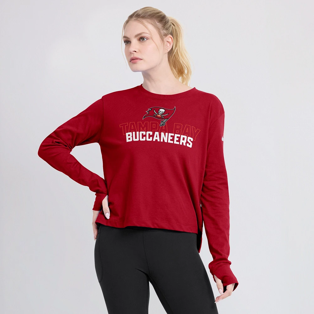 Women's Nike Red Tampa Bay Buccaneers Modest Crop Performance Long Sleeve T-Shirt