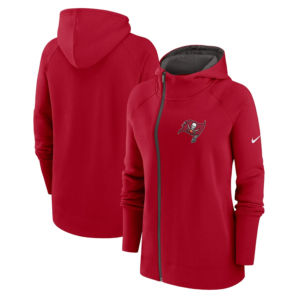 Women's Nike Red Tampa Bay Buccaneers Primetime Raglan Sleeve Full-Zip Hoodie