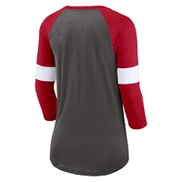 Women's Nike Tampa Bay Buccaneers Pewter/Heather Red Football Pride Raglan 3/4-Sleeve T-Shirt