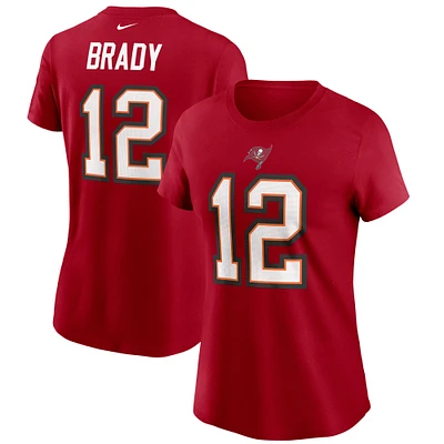 T-shirt Nike Tom Brady rouge avec nom et numéro des Buccaneers de Tampa Bay pour femmes