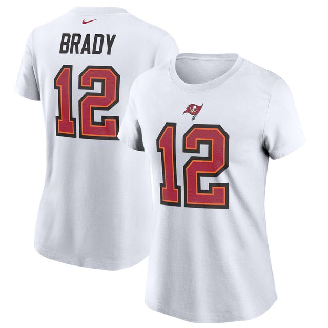 T-shirt Nike Tom Brady pour femmes, blanc, nom et numéro des Buccaneers de Tampa Bay