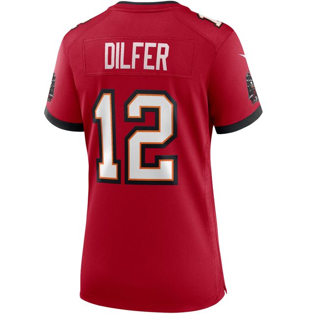 Maillot de joueur retraité du match Nike Trent Dilfer des Tampa Bay Buccaneers pour femme, rouge