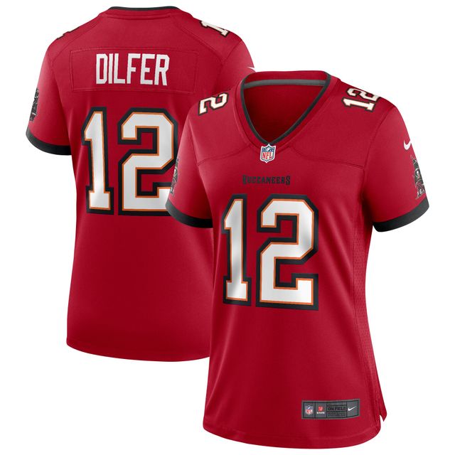 Maillot de joueur retraité du match Nike Trent Dilfer des Tampa Bay Buccaneers pour femme, rouge