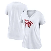 T-shirt à col en V Nike blanc pour femme Tampa Bay Buccaneers Hometown Collection Tri-Blend