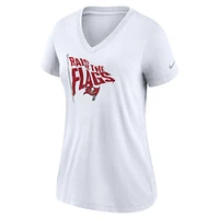 T-shirt à col en V Nike blanc pour femme Tampa Bay Buccaneers Hometown Collection Tri-Blend