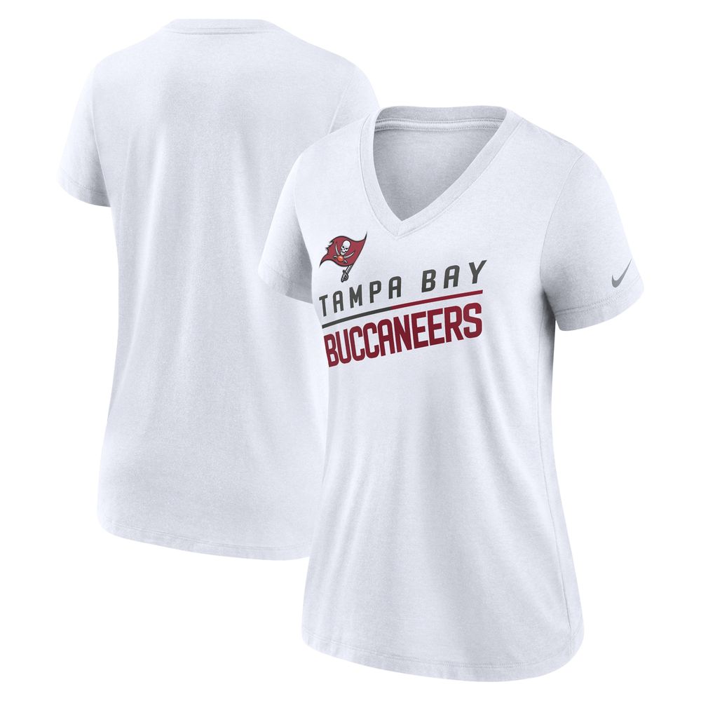Nike Women's Nike White Tampa Bay Buccaneers Slant Logo Tri-Blend V-Neck T- Shirt