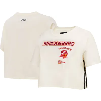 Tampa Bay Buccaneers Pro Standard Women's Retro Classic Boxy Cropped T-Shirt - Cream