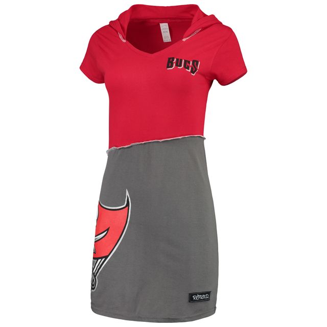 Refried Apparel pour femme Rouge/étain Tampa Bay Buccaneers Mini-robe à capuche durable