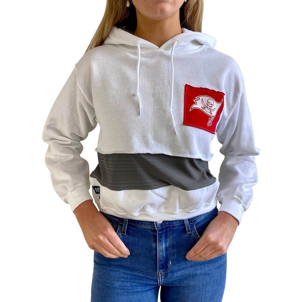 Women's Refried Apparel White Tampa Bay Buccaneers Sustainable Crop Dolman Pullover Hoodie