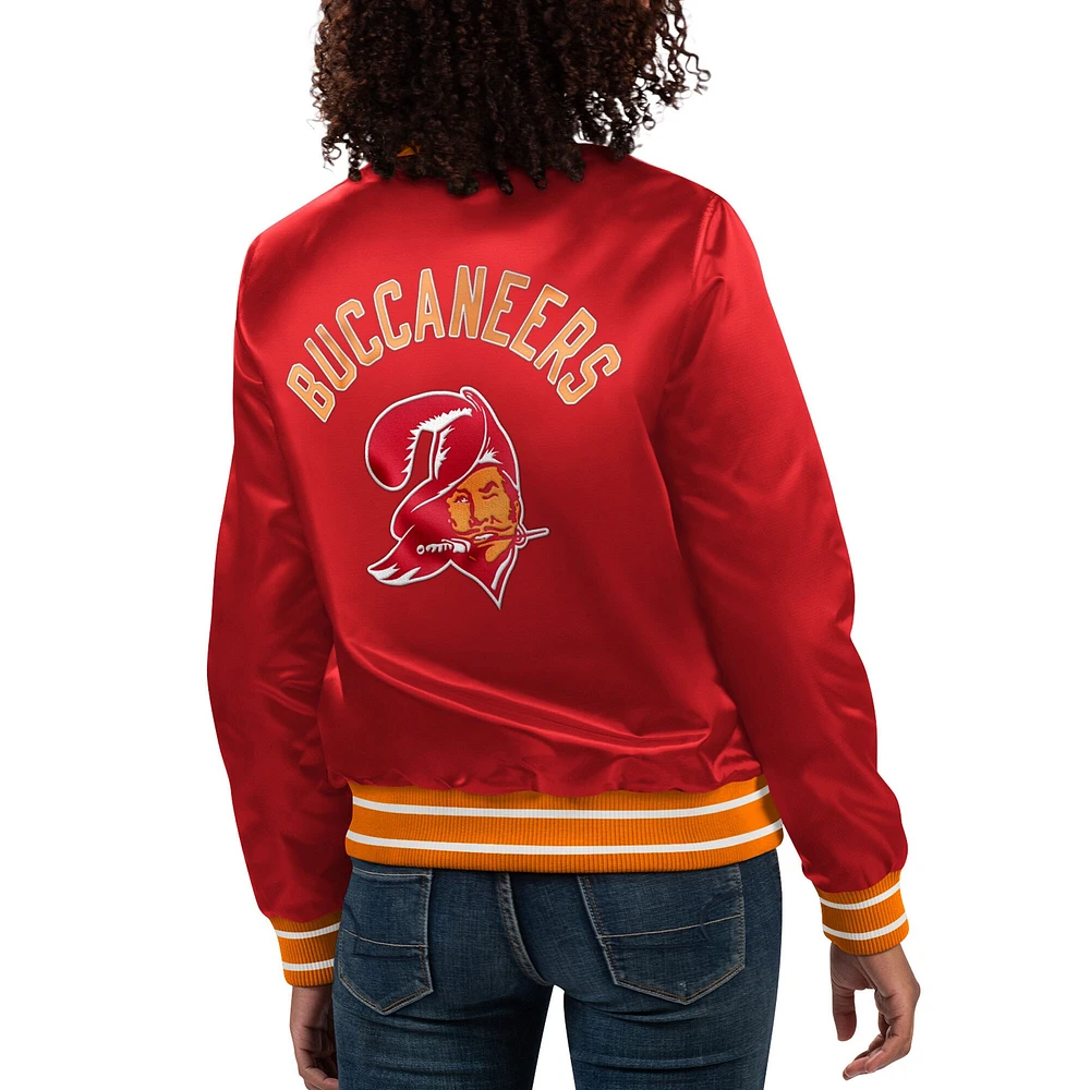 Women's Starter Red Tampa Bay Buccaneers Full Count Satin Full-Snap Varsity Jacket