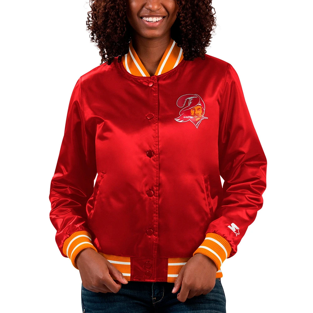 Veste universitaire rouge à bouton-pression en satin pour femmes Starter Red Tampa Bay Buccaneers