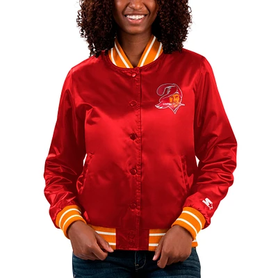 Women's Starter Red Tampa Bay Buccaneers Full Count Satin Full-Snap Varsity Jacket