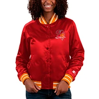 Women's Starter Red Tampa Bay Buccaneers Full Count Satin Full-Snap Varsity Jacket