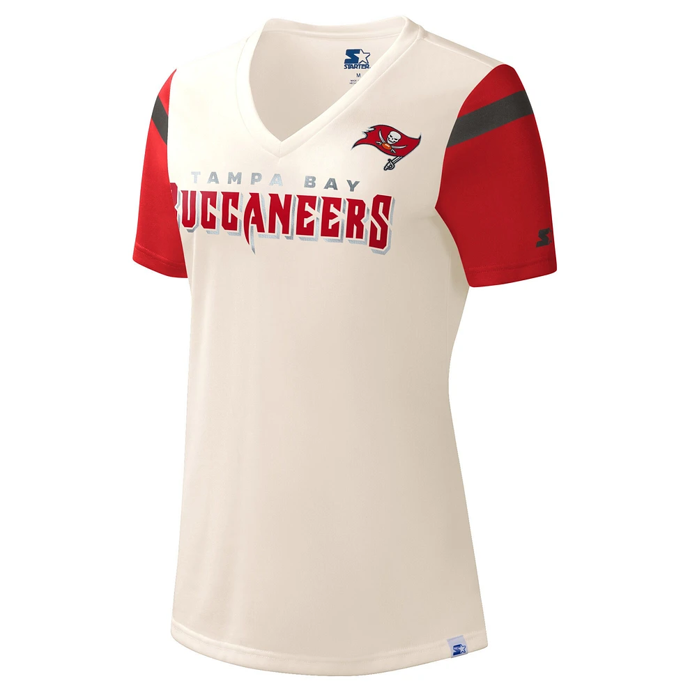 Women's Starter White Tampa Bay Buccaneers Kick Start V-Neck T-Shirt