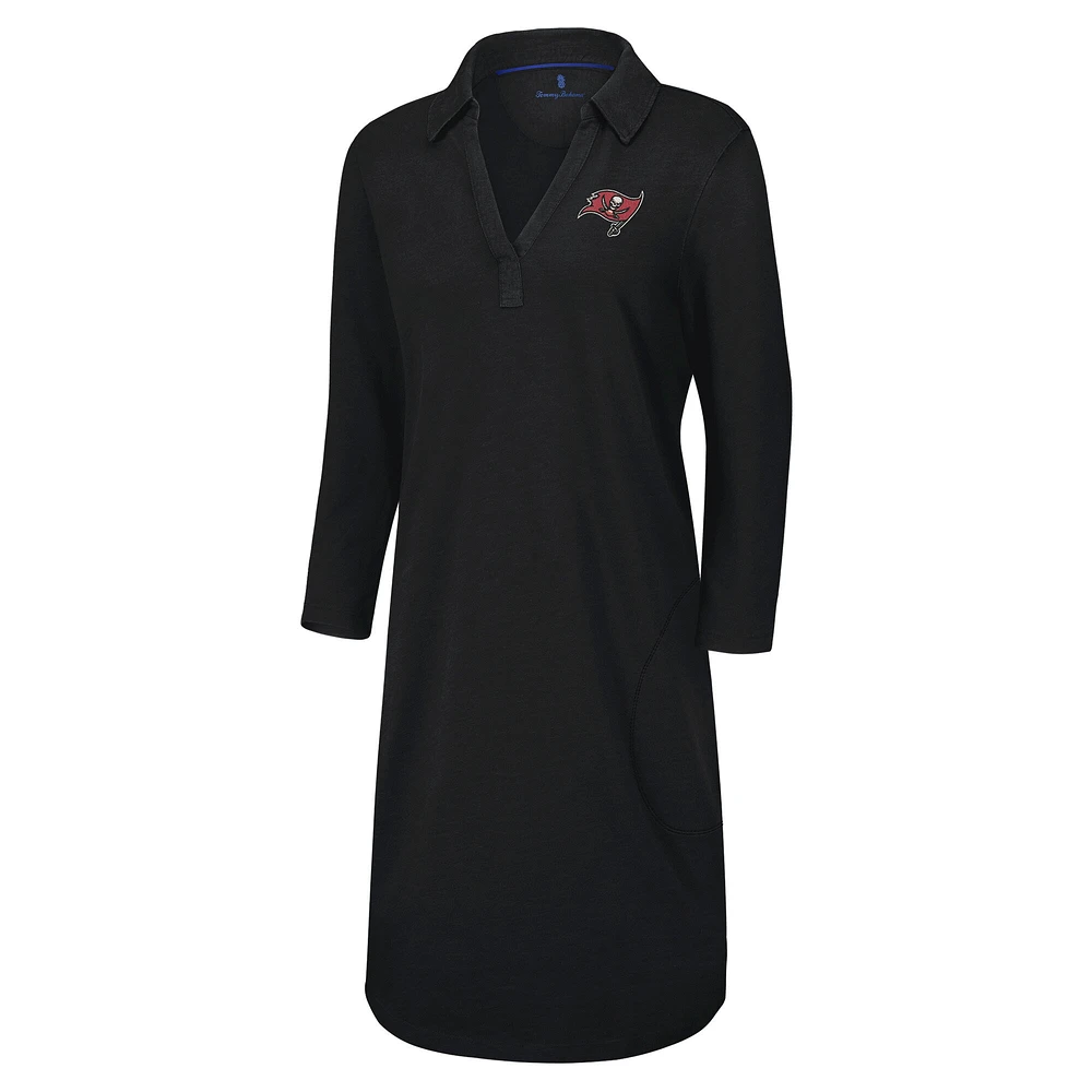 Women's Tommy Bahama Black Tampa Bay Buccaneers Ashby Isles Three-Quarter Length Sleeve Pullover
 Jersey Dress