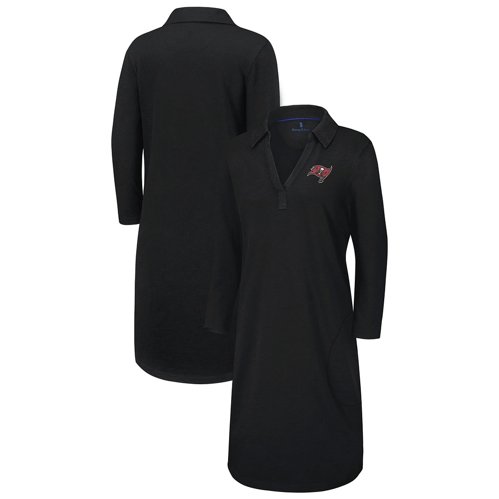 Women's Tommy Bahama Black Tampa Bay Buccaneers Ashby Isles Three-Quarter Length Sleeve Pullover
 Jersey Dress