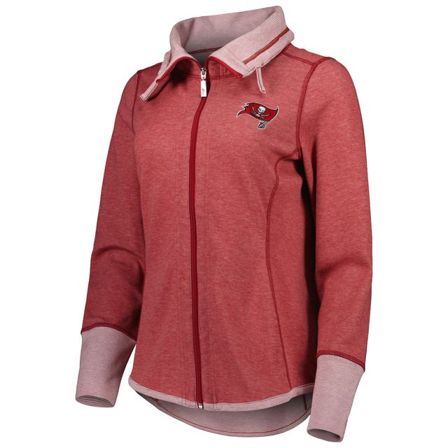 Sweat-shirt entièrement zippé Tommy Bahama Heathered Red Tampa Bay Buccaneers Sport Sun Fade pour femmes