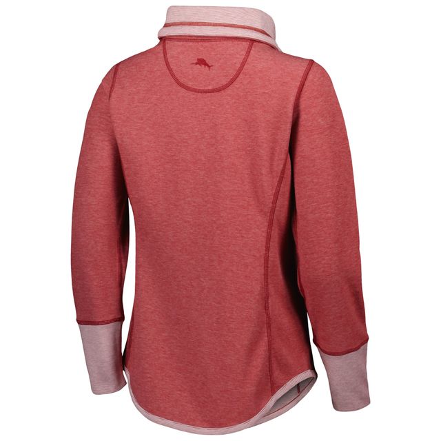 Sweat-shirt entièrement zippé Tommy Bahama Heathered Red Tampa Bay Buccaneers Sport Sun Fade pour femmes