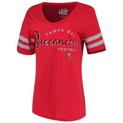 Women's Touch Red Tampa Bay Buccaneers Triple Play V-Neck T-Shirt