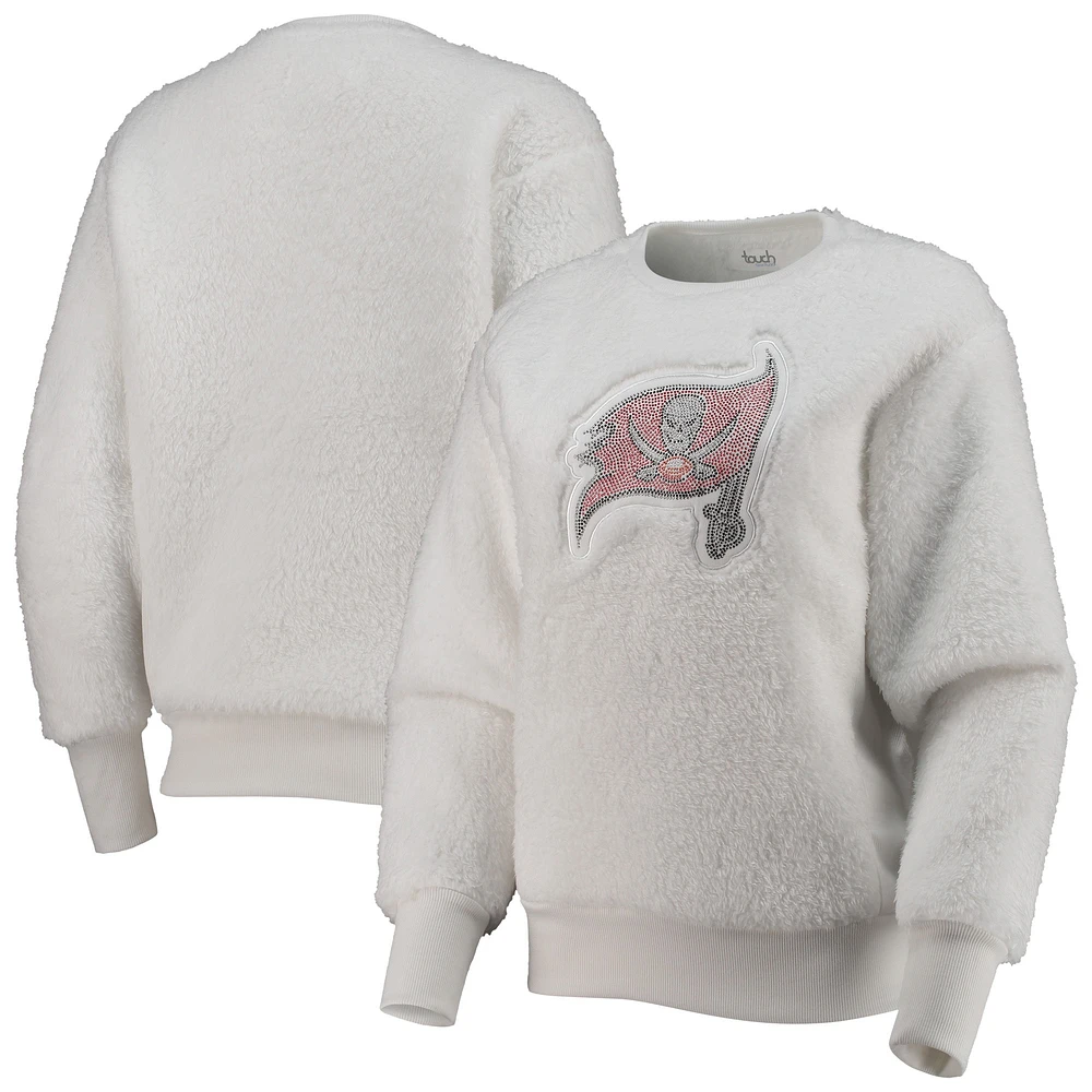 Women's Touch White Tampa Bay Buccaneers Milestone Tracker Pullover Sweatshirt