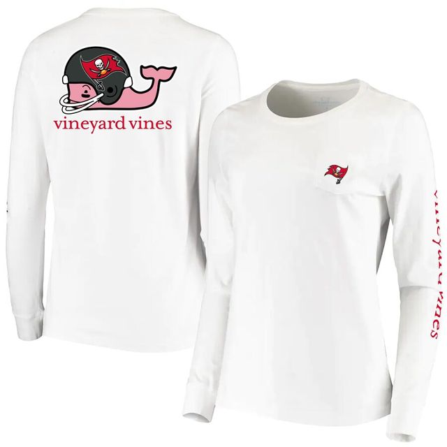 T-shirt blanc à manches longues avec casque Vineyard Vines des Buccaneers de Tampa Bay pour femmes