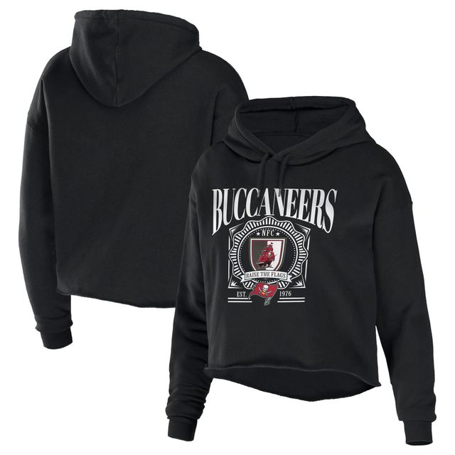 Women's WEAR by Erin Andrews Noir Tampa Bay Buccaneers Sweat à capuche court en molleton éponge