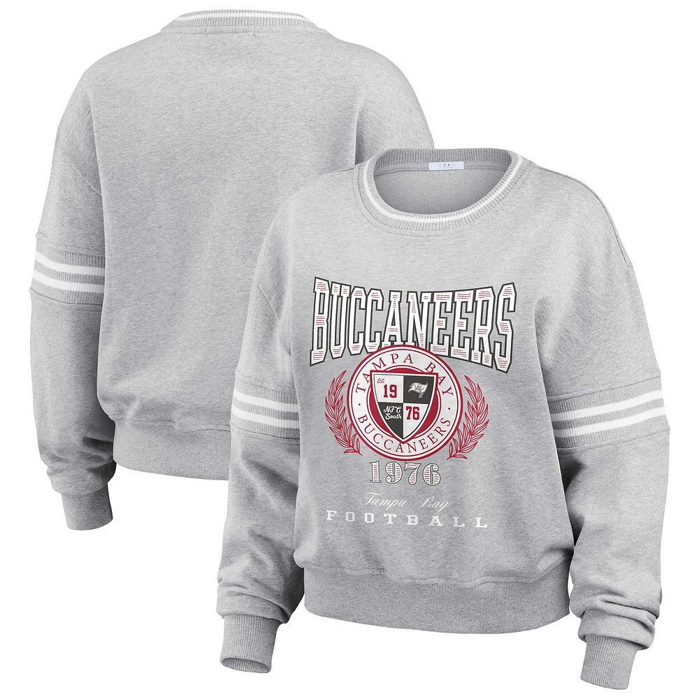 Women's WEAR by Erin Andrews Heather Gray Tampa Bay Buccaneers Cropped Pullover Sweatshirt