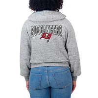 Sweat à capuche court en polaire moucheté gris chiné fermeture éclair pour femme WEAR by Erin Andrews des Buccaneers de Tampa Bay