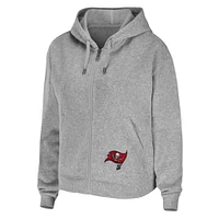 Women's WEAR by Erin Andrews Heathered Gray Tampa Bay Buccaneers Team Full-Zip Hoodie