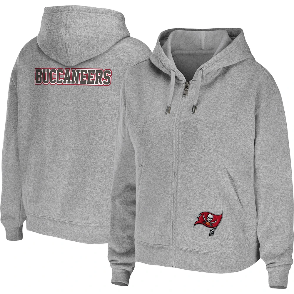 WEAR by Erin Andrews Women's WEAR by Erin Andrews Heathered Gray Tampa Bay  Buccaneers Team Full-Zip Hoodie