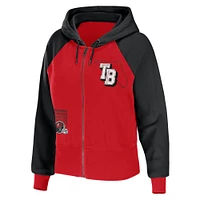 Women's WEAR by Erin Andrews Red Tampa Bay Buccaneers Colorblock Lightweight Full-Zip Hoodie