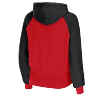 Women's WEAR by Erin Andrews Red Tampa Bay Buccaneers Colorblock Lightweight Full-Zip Hoodie