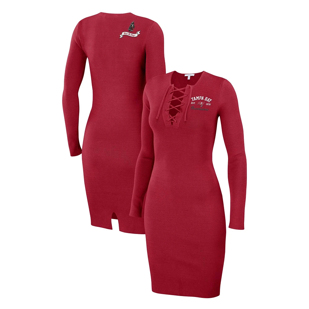 Robe à lacets manches longues rouge Tampa Bay Buccaneers pour femme WEAR by Erin Andrews