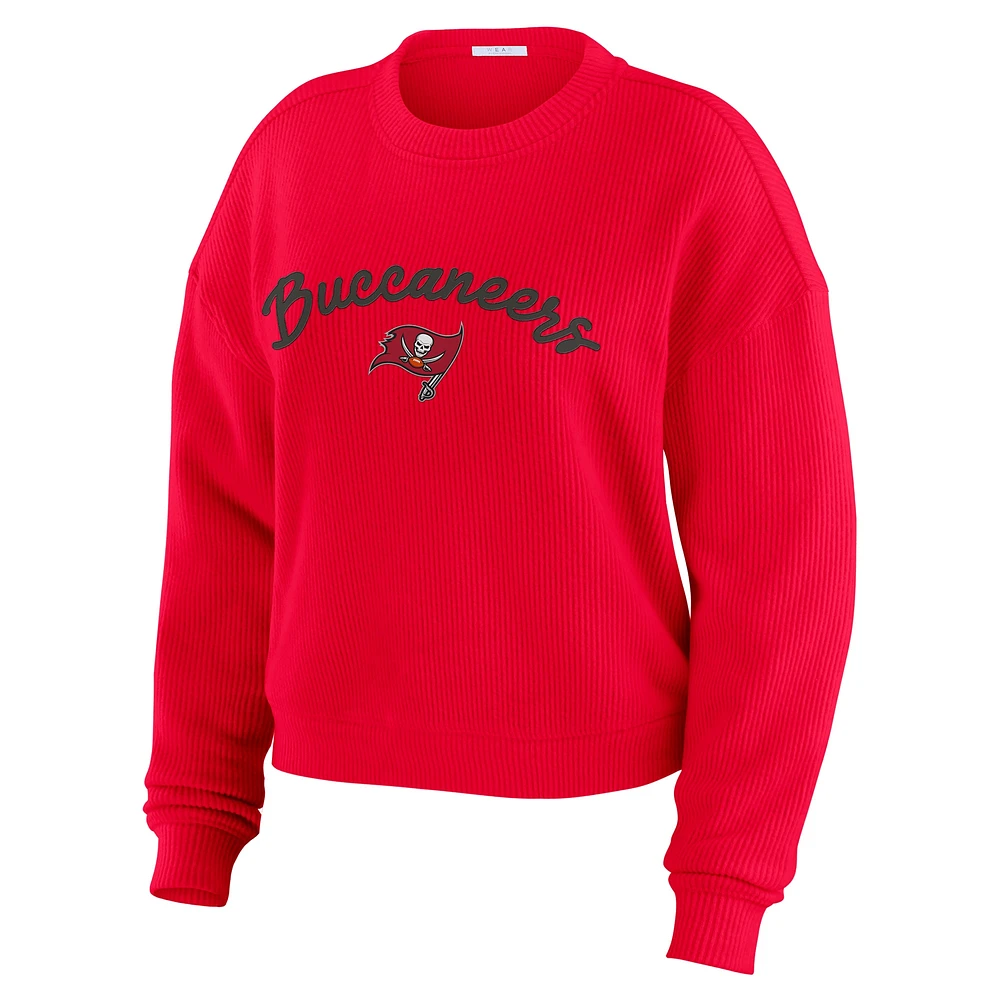 Women's WEAR by Erin Andrews  Red Tampa Bay Buccaneers Plus Knitted Tri-Blend Long Sleeve T-Shirt & Pants Lounge Set