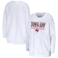 Women's WEAR by Erin Andrews White Tampa Bay Buccaneers Domestic Pullover Sweatshirt