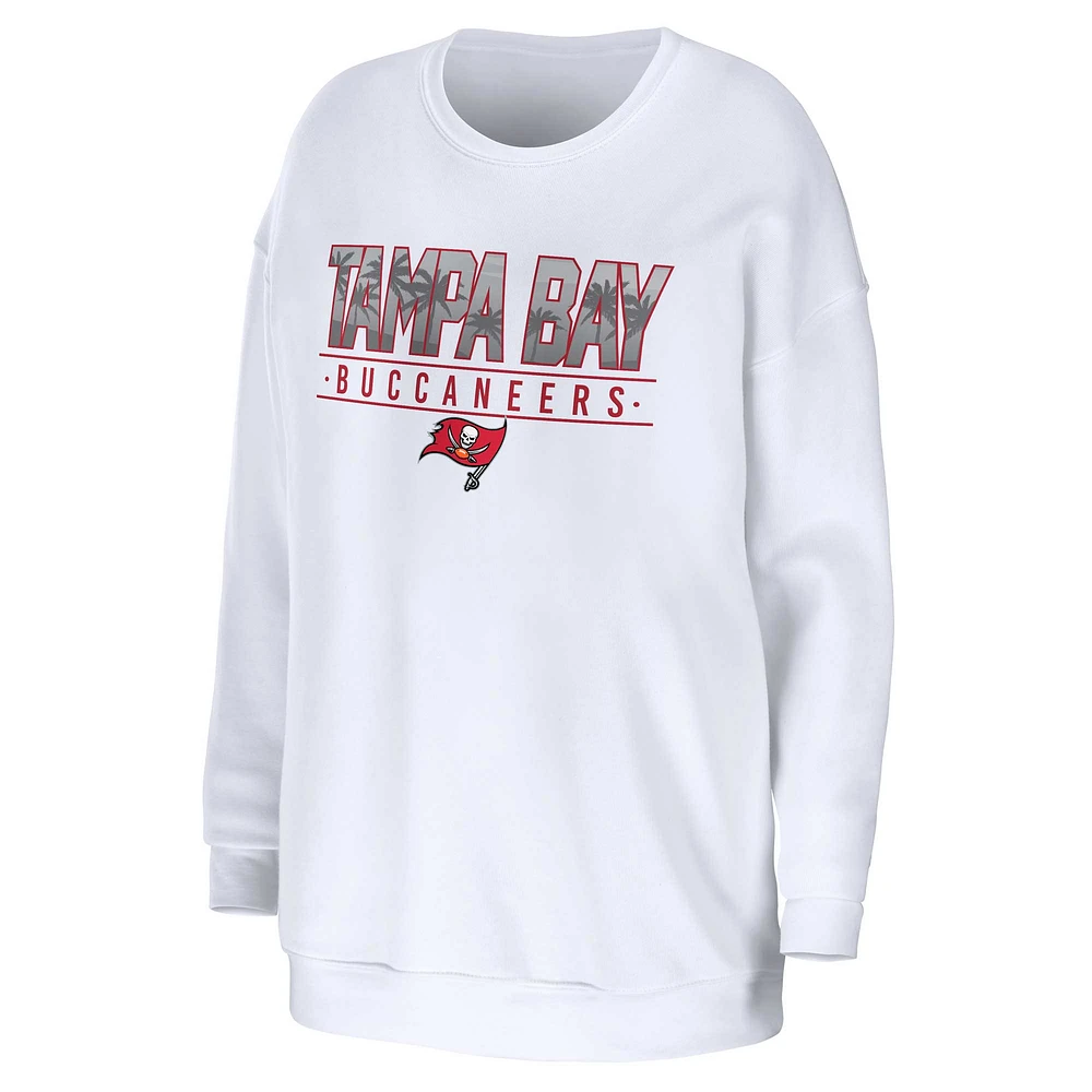 Women's WEAR by Erin Andrews White Tampa Bay Buccaneers Domestic Pullover Sweatshirt