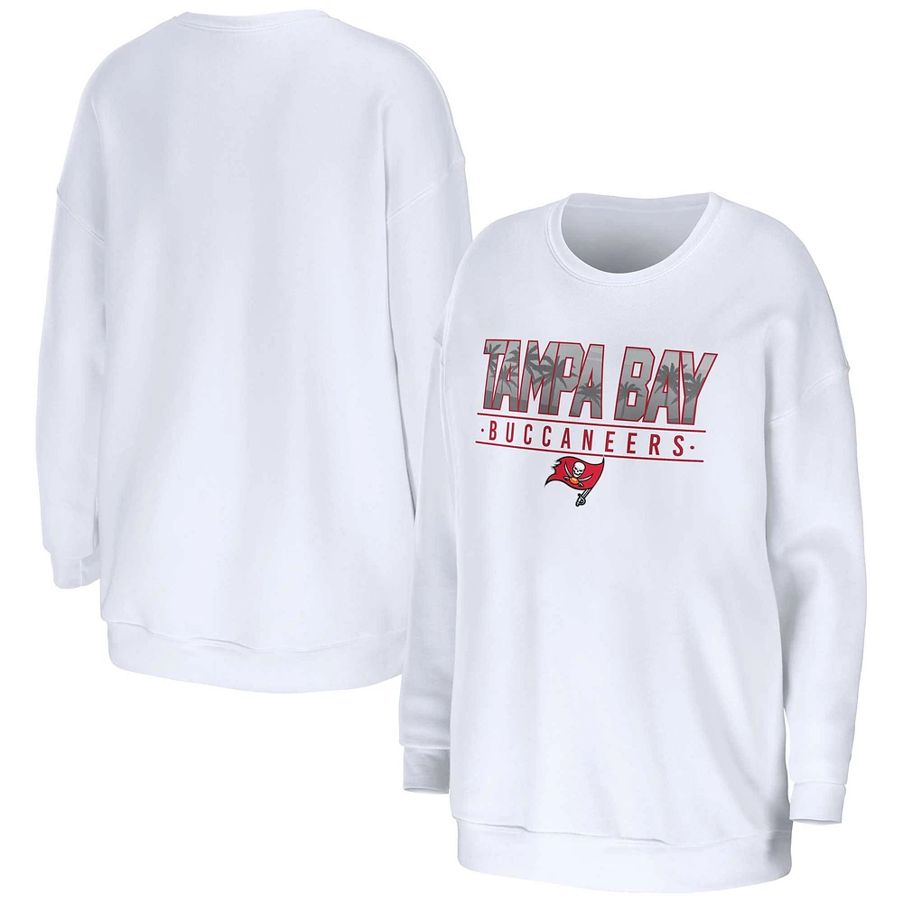 Women's WEAR by Erin Andrews White Tampa Bay Buccaneers Domestic Pullover Sweatshirt