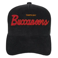 Casquette ajustable de camionneur précourbée noire Tampa Bay Buccaneers Times Up pour jeune Mitchell & Ness