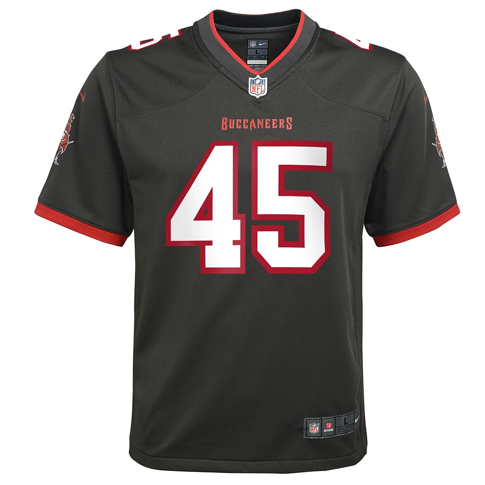 Maillot de match Nike Devin des Tampa Bay Buccaneers en étain blanc pour jeune