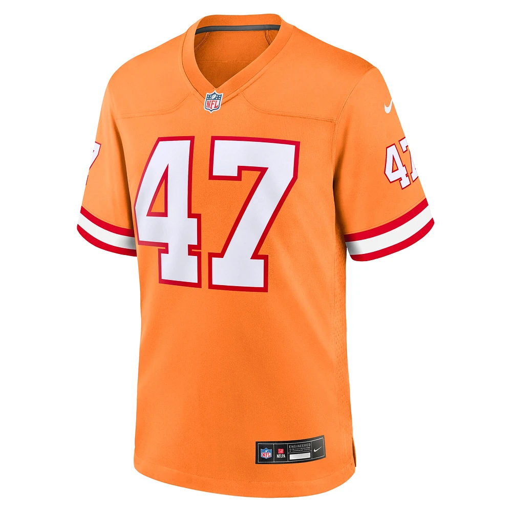 Maillot de match joueur retraité Nike John Lynch orange Tampa Bay Buccaneers pour jeune