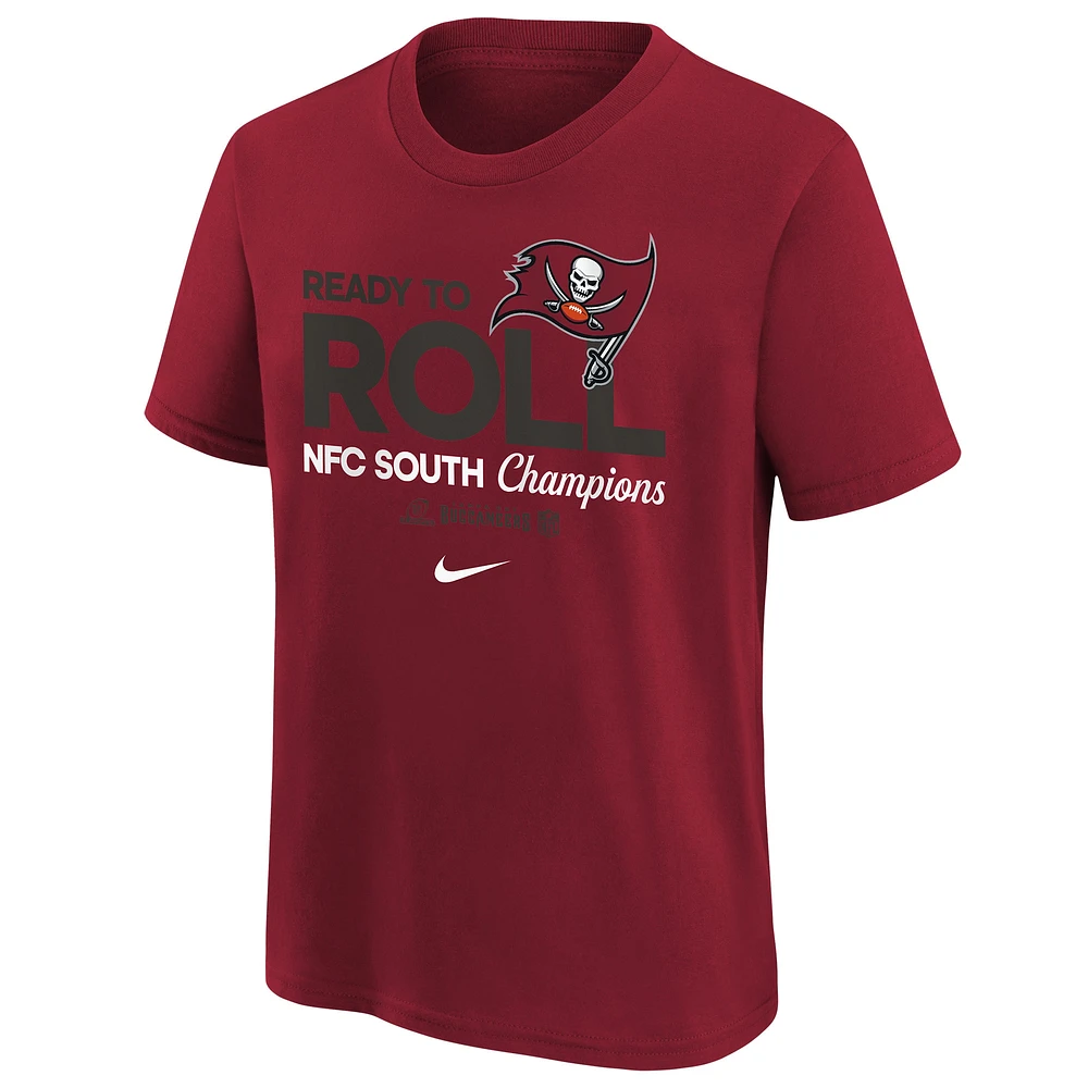 T-shirt Nike rouge pour jeunes Tampa Bay Buccaneers 2024 NFC South Division Champions Locker Room Trophy Collection