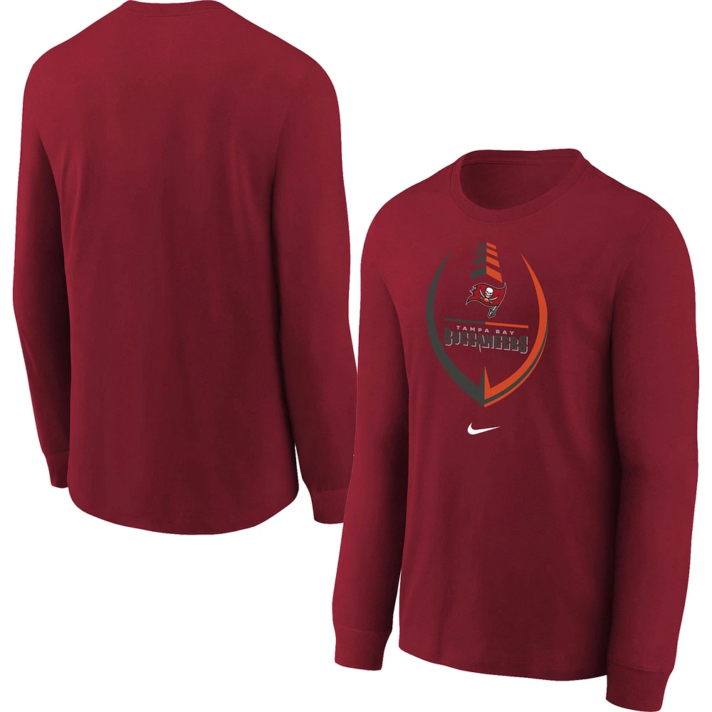 Youth Nike Red Tampa Bay Buccaneers Icon - Long Sleeve T-Shirt